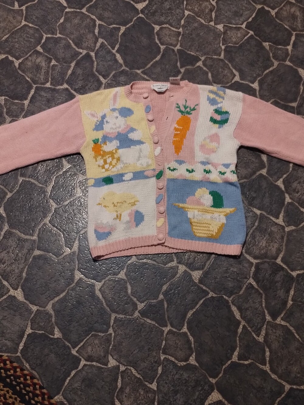 Alexandra Bartlett Hand Crafted Button up Easter Sweater RARE 90S VINTAGE